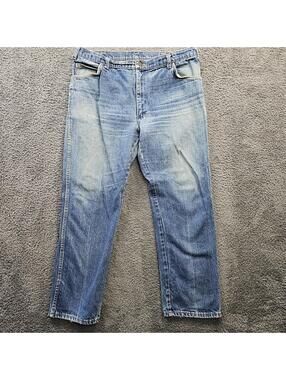 Elk Brand Vintage Jeans Faded Whiskering 1988 Denim Made in USA Flaws 38x30
